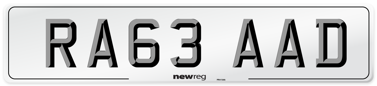 RA63 AAD Number Plate from New Reg